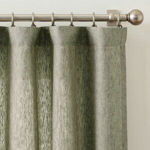 Pottery Barn Belgian Flax Linen Unlined Curtain Window Panel Loden Green 50x 120